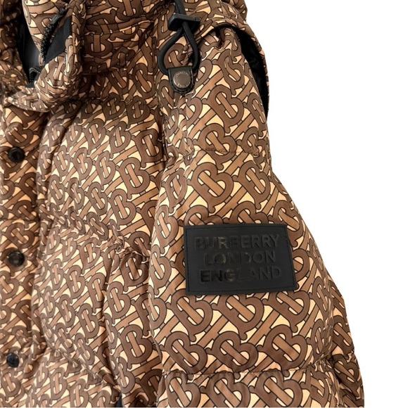 Burberry Monogram Down Puffer Coat Detachable Sleeve Tan Brown XXXL - Picture 3 of 15